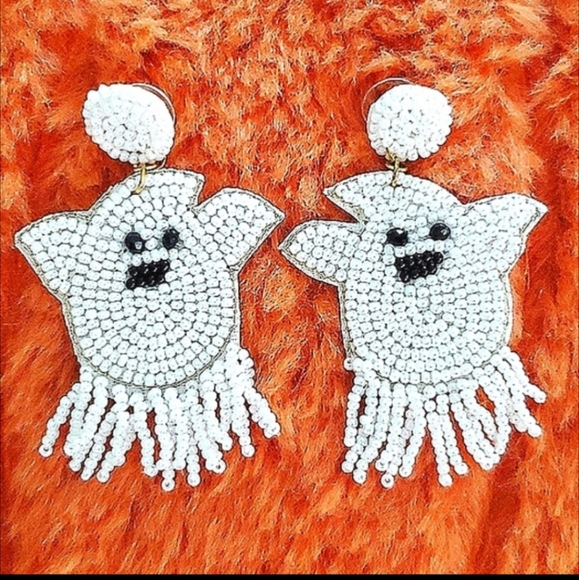 Jewelry - Halloween Ghost Seed Bead Earrings New